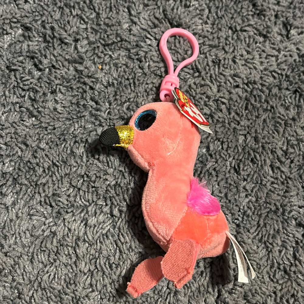 NWT Ty beanie boo flamingo keychain named Gilda
